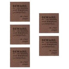 yarna BEWARE 레터링 빈티지 디자인 가죽라벨, 다크브라운, 5개