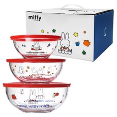 에지리 미피 내열유리 믹싱볼 3종 + 뚜껑 3종 세트, 1세트, 6종