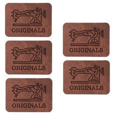 Yarna 原創縫紉機字樣復古設計皮革標籤, 深棕色, 5個
