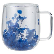 발룬피니 내열유리 플라워 이중 머그컵 300ml, 블루, 1개