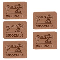 Yarna 原創縫紉機字樣復古設計皮革標籤, 棕色, 5個