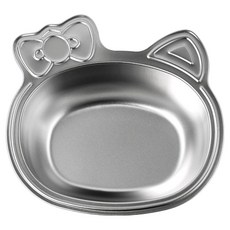 kitchen U 貓咪不鏽鋼零食碗, 銀色, 1個