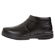 VONIN COLLECTION 男士牛皮U型鞋頭線條側拉鍊保暖靴 TS268BK