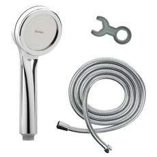두진 욕실 수압상승 샤워기 헤드 + 황동 스텐 메탈 샤워기호스 2m 세트, 1세트