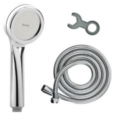두진 욕실 수압상승 샤워기 헤드 + 황동 스텐 메탈 샤워기호스 1.5m 세트, 1세트