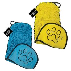 멍냥 반려동물 강력 흡수 빠른 건조 포켓타입 드라이 타월 2종 세트, 블루, 옐로우, 1세트
