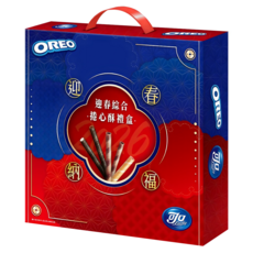OREO 奧利奧 可口迎春綜合捲心酥禮盒, 可口小呆瓜脆笛酥巧克力口味 + 可口小呆瓜脆笛酥草莓口味 + 奧利奧捲心酥香草口味 + 奧利奧捲心酥巧克力口味, 1組