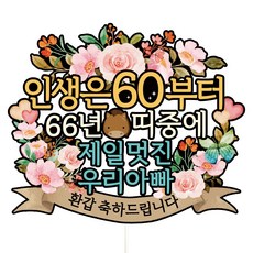 비비드레인 환갑 칠순 케이크토퍼, A01-인생은60(환갑-아빠), 1개