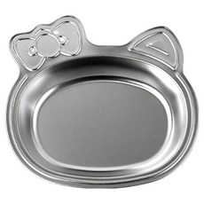 키친유 고양이 스텐 간식접시, 1개, 실버