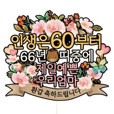 비비드레인 환갑 칠순 케이크토퍼, A01-인생은60(환갑-엄마), 1개