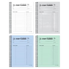 misoro 3500 3個月學習計畫本 2472, 白色, 灰色, 藍色, 薄荷綠, 4個