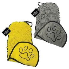 멍냥 반려동물 강력 흡수 빠른 건조 포켓타입 드라이 타월 2종, 옐로우, 그레이, 1개