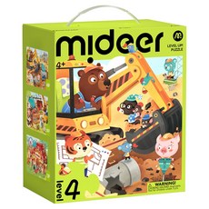 mideer 進階拼圖 4階 收納袋版 48片 + 60片 + 72片, 建築工地場景, 1套, 180片