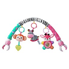 sozzy OhBabyLaugh 車夾 床夾搖鈴, 粉斑馬條紋, 1個