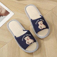 데이코지 귀여운 곰돌이 통기성 좋은 층간소음 방지 실내화, 네이비, 1개