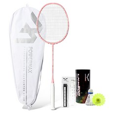 POWERMAX 全碳纖維超輕量 6U Airflex 380 羽球拍 桃粉色 78g 已穿線 專用拍套隨機出貨 握把布 羽毛球 2入, 1個, 單一商品