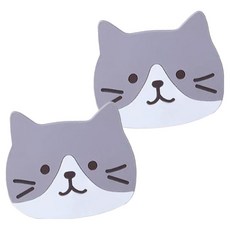 스토리빙 고양이 티코스터 컵받침, 그레이, 2개