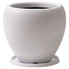 morningscent 室內裝飾塑膠大型盛開球蘋果花盆 + 花盆託盤組, 白色, 1套