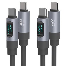 굿밸류 C타입-C타입 울트라 PD 100W 초고속충전 케이블, 블랙, 2개, 1m