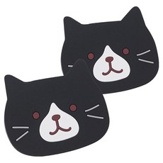 스토리빙 고양이 티코스터 컵받침, 블랙, 2개