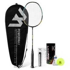 POWERMAX 全碳纖維超輕量羽球拍 NANO PARTICLE 22 黑色 + 藍色, 1個, PMR1006-KB