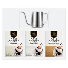 쭝웬레전드 드립백 커피 10g x 10p x 3종 선물세트, 1세트, 드립커피 3종 + 핸드드립포트 + 선물박스