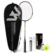 POWERMAX 全碳纖維超輕量羽球拍 NANO PARTICLE 22 黑色 + 紅色, 1個, PMR1006-KR