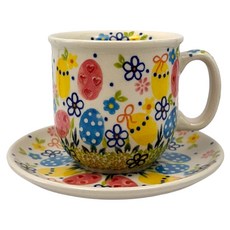 VENA 波蘭陶 彩蛋春日派對系列 咖啡杯盤組 300ml, 彩色, 1套