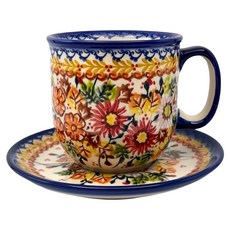 VENA 波蘭陶 秋色爭妍系列 咖啡杯盤組 300ml, 彩色, 1個