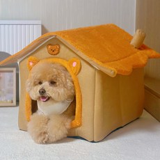 MAAH 寵物超細纖維防滑小熊屋, 1個, 棕色