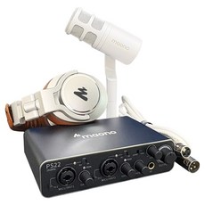 마오노 스튜디오 올인원 오디오 인터페이스 + 마이크 + 헤드폰 세트, 실버(인터페이스), 화이트(마이크), 브라운(헤드폰), PS22(인터페이스), PD100(마이크), MH700(헤드폰)