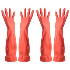solve living 長手腕乳膠手套 雙手通用套組 45cm, 紅色, 大(L), 2套