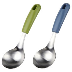 플라라 미니 국물 스텐 라면딱 국자 2종 세트, 올리브, 블루, 1세트