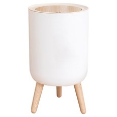 ONE HOUSE 北歐木紋彈蓋高腳垃圾桶 OH-Q602, 純白色