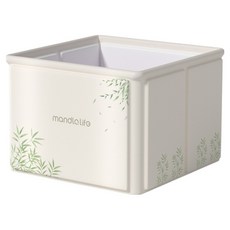 mandla 折疊方正浴桶, 竹韻白, 1個