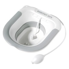 YUNMI 免蹲馬桶坐浴盆 氣壓沖洗式浴盆 矽膠折疊通用水盆 月子盆 痔瘡泡盆 術後護理盆, 灰色, 1個