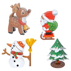 캐스비 크리스마스 아트스쿨 팝피 입체만들기 4종 세트, 혼합색상, 1세트, 87피스