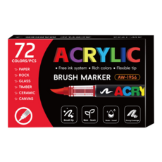 AFAMIC 艾法 創意無限直液式自動出水可疊色丙烯水彩筆 72色, 1套, 14 x 1.2 x 1.2cm