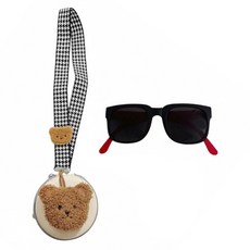 bebehom 居家生活 兒童款 韓國抗UV太陽眼鏡 黑白格棕熊盒 + 墨鏡