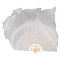 Marketpia 漸層傳統舞蹈絲綢舞蹈扇 05 36 x 30 cm, 白色, 1個