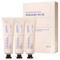 아브카 시어버터 핸드크림 파우더리 머스크, 3개, 50ml