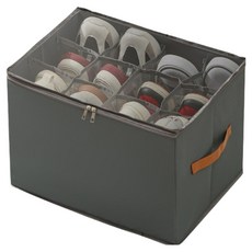 Make Mine 整潔鞋盒 12格 附蓋式 可折疊 收納盒 收納箱, 灰色, 1個