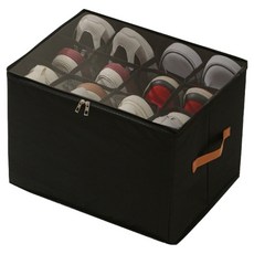 메이크마인 깔끔한 신발정리함 12칸 뚜껑형 접이식 수납함 보관함, 블랙, 1개
