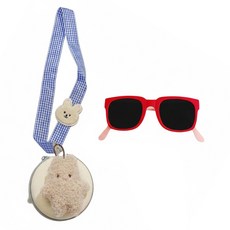 bebehom 居家生活 兒童款 韓國抗UV太陽眼鏡 藍白格棕兔盒 + 墨鏡