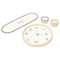 HAPPY JUNG Yeolmaedam 碗盤4件組, 混合色, 1套, 橢圓盤 + 圓盤 + 醬料碗2種