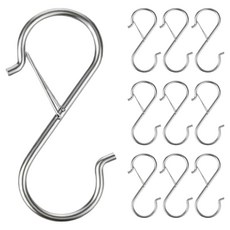 THELIVING 鎖扣式多用途S型掛鉤, 銀色, 10個