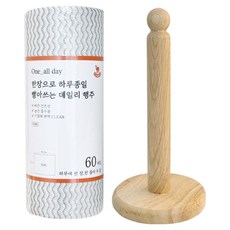 CAMEL 可水洗拋棄式抹布 捲筒式 60入 + 原木立式廚房掛架組合, 60個, 1套