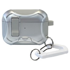 台灣 Koios 可變形金屬質感彈蓋耳機殼 Airpods Pro 3 附高質感皮革吊飾, 太空銀, 1個, 單一商品