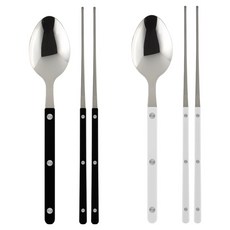 MAISON OBJET Sierre Parve 雙人餐具組, 黑色, 白色, 湯匙 2p + 筷子 2p