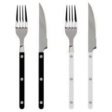 MAISON OBJET Sierre Parvé 晚餐餐具組, 叉子 2p + 餐刀 2p, 黑色, 白色